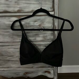 Basic Black Bikini Top with Striped Bottoms
